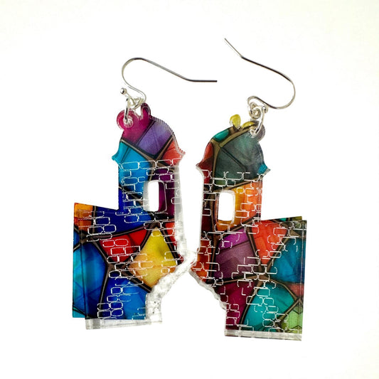 el morro garita swinging acrylic earrings, Puerto Rican jewelry, unique lightweight dangles, San Juan souvenir, Christmas gift for sister