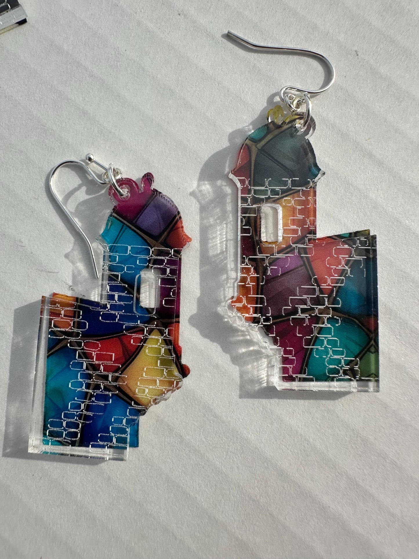el morro garita swinging acrylic earrings, Puerto Rican jewelry, unique lightweight dangles, San Juan souvenir, Christmas gift for sister