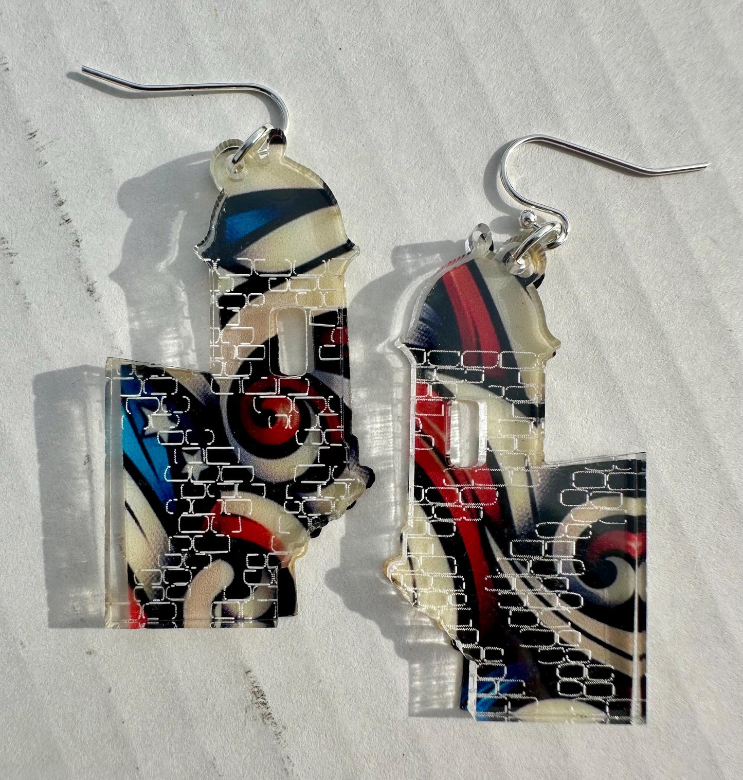 el morro garita swinging acrylic earrings, Puerto Rican jewelry, unique lightweight dangles, San Juan souvenir, Christmas gift for sister
