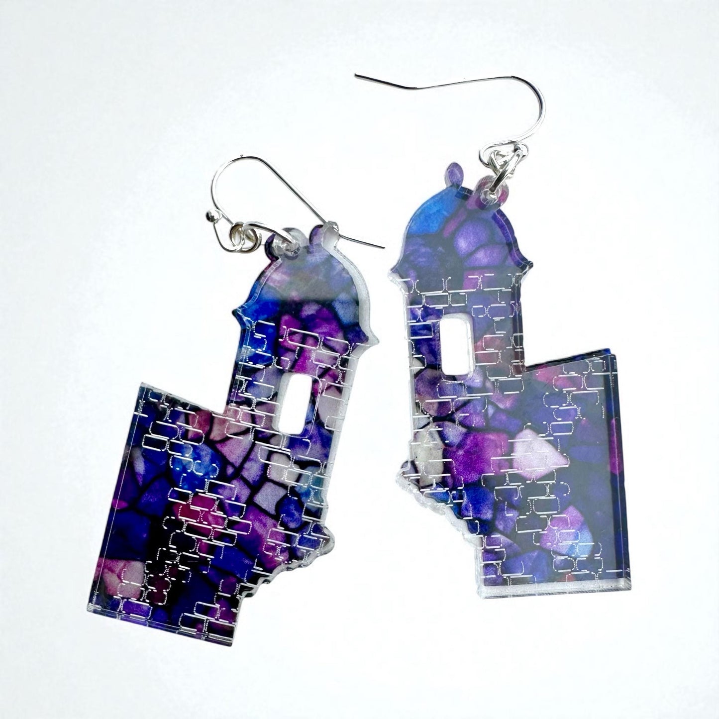 el morro garita swinging acrylic earrings, Puerto Rican jewelry, unique lightweight dangles, San Juan souvenir, Christmas gift for sister