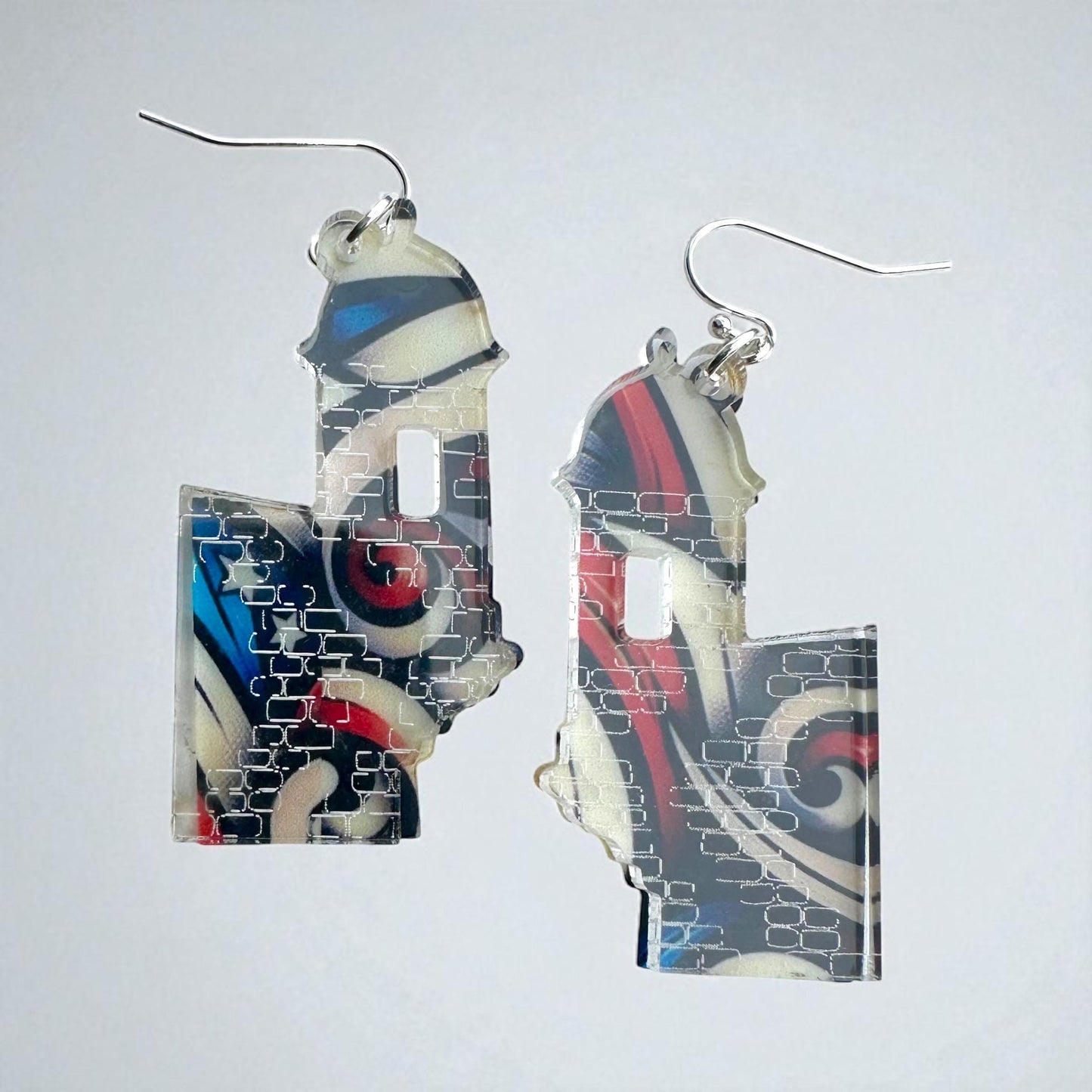el morro garita swinging acrylic earrings, Puerto Rican jewelry, unique lightweight dangles, San Juan souvenir, Christmas gift for sister