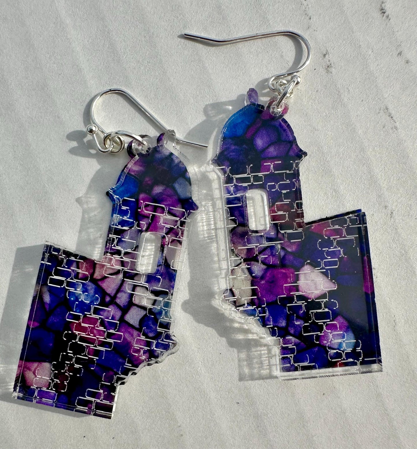 el morro garita swinging acrylic earrings, Puerto Rican jewelry, unique lightweight dangles, San Juan souvenir, Christmas gift for sister