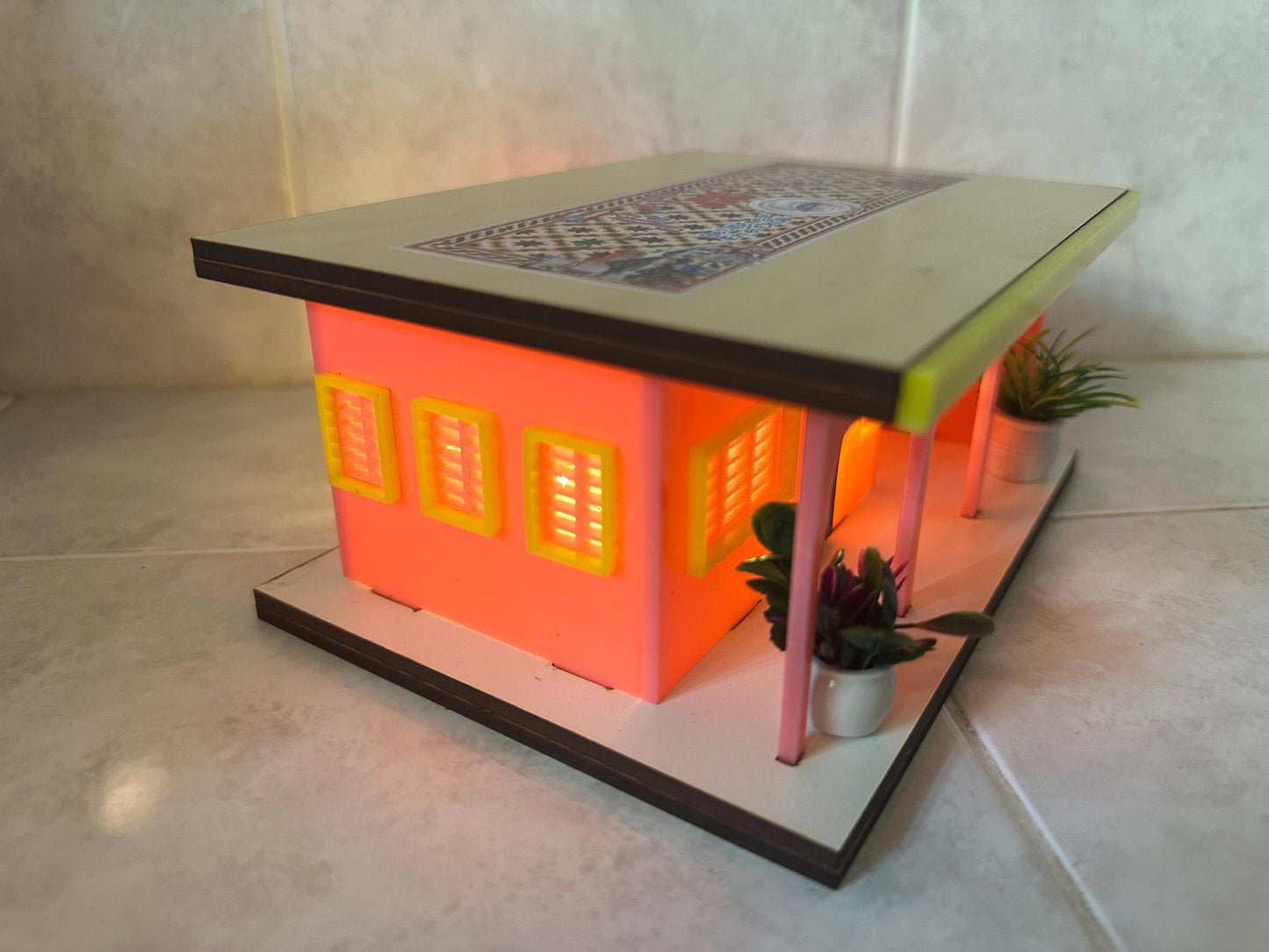 La Casita de La Residencia Bad Bunny, minature pink house with lights, Choli memorabilia