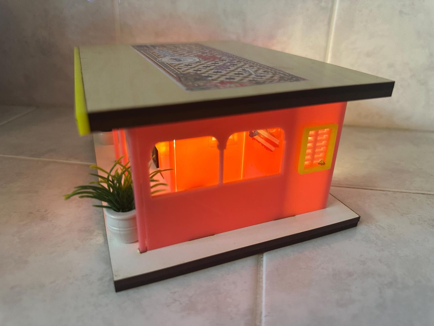La Casita de La Residencia Bad Bunny, minature pink house with lights, Choli memorabilia