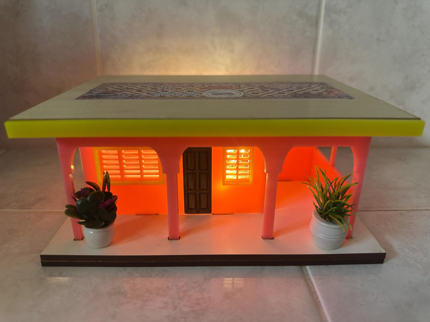 La Casita de La Residencia Bad Bunny, minature pink house with lights, Choli memorabilia