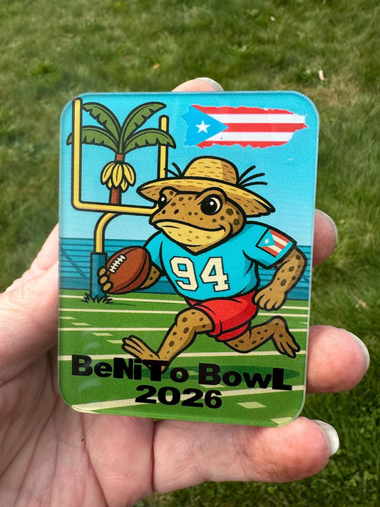 Benito Bowl Sapo Concho Magnet 2026 Puerto Rico Pride Football Themed Souvenir Magnet