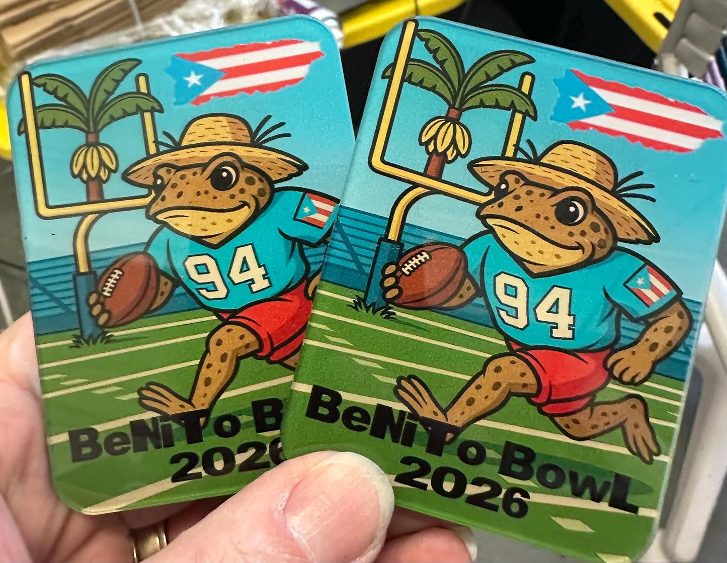 Benito Bowl Sapo Concho Magnet 2026 Puerto Rico Pride Football Themed Souvenir Magnet