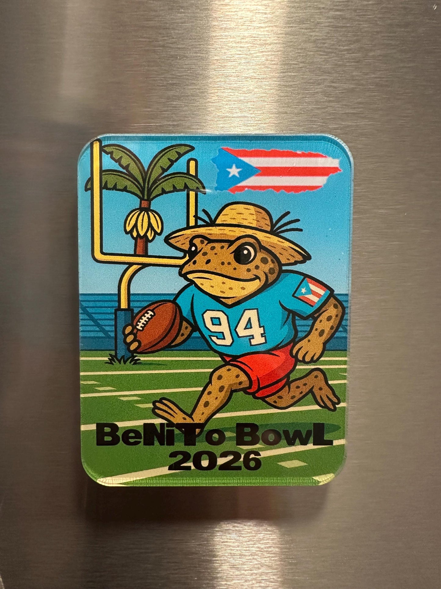 Benito Bowl Sapo Concho Magnet 2026 Puerto Rico Pride Football Themed Souvenir Magnet