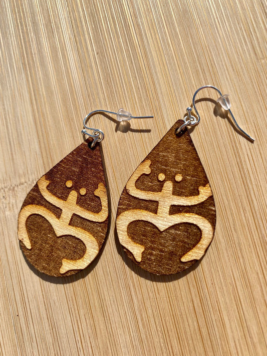 Coqui Taino Wood Earrings: Puerto Rico Art, Tropical Dangle Earrings