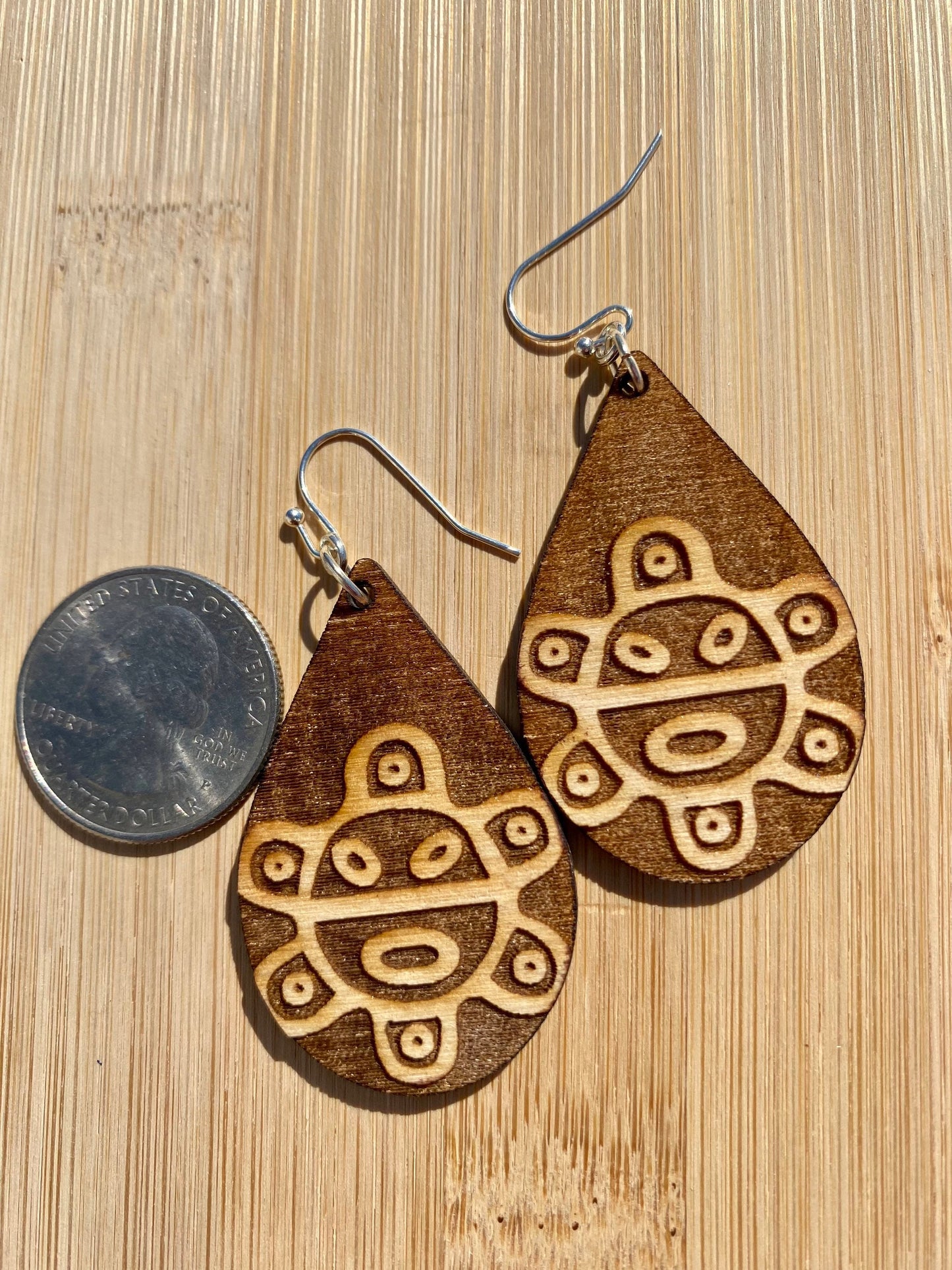 Taino Sol Sun Wood Earrings: Puerto Rico Tropical Jewelry