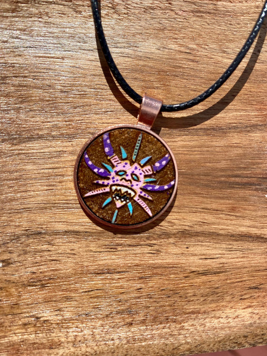 Hand-Painted Vejigante Mask Pendant: Puerto Rican Carnival Art Necklace