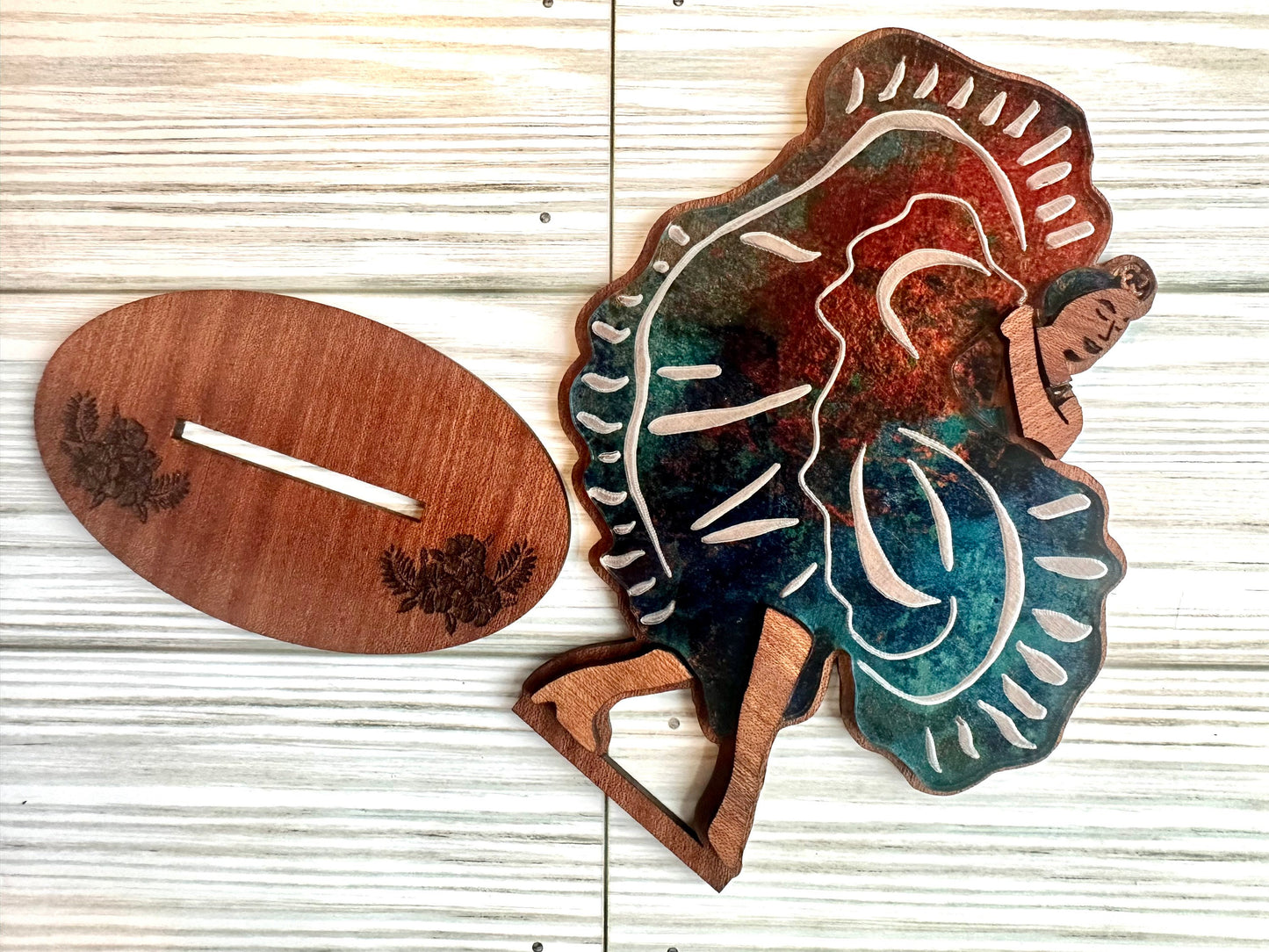 Bomba Dancer Wood Sculpture: Puerto Rican Art Shelf Sitter