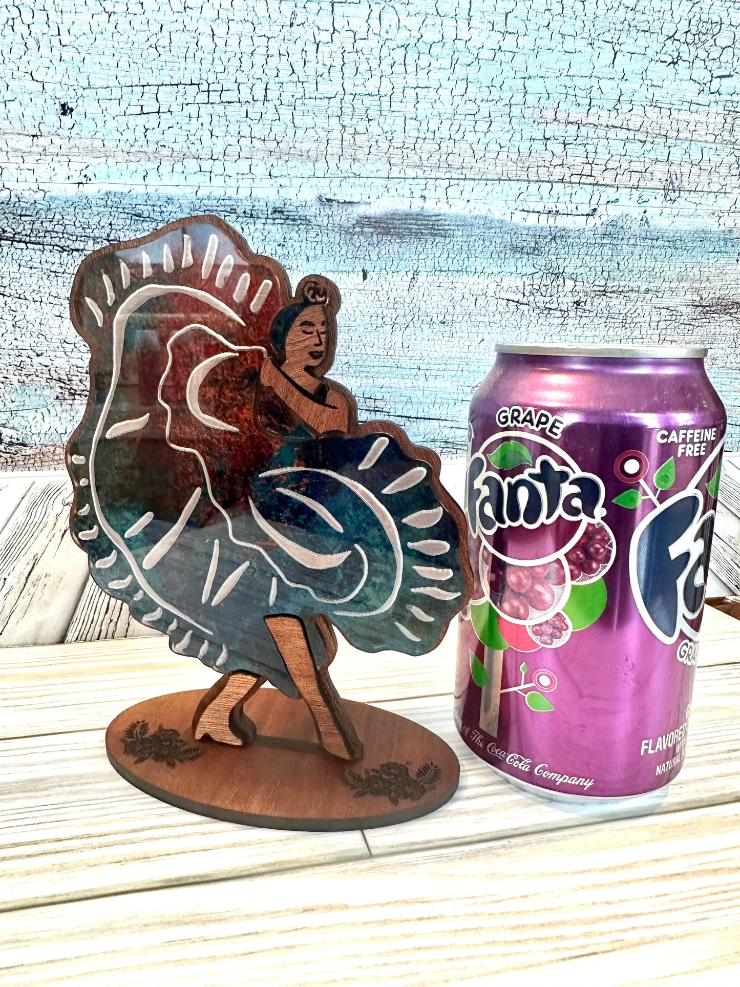 Bomba Dancer Wood Sculpture: Puerto Rican Art Shelf Sitter
