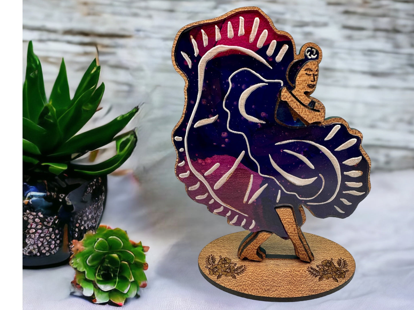 Bomba Dancer Wood Sculpture: Puerto Rican Art Shelf Sitter