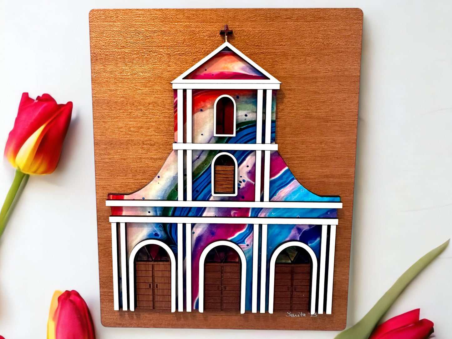 Viejo San Juan Catedral San Juan Bautista wood art, Puerto Rico art, Fathers Day Gift for Dad, Birthday gift for Brother, Puerta de San Juan
