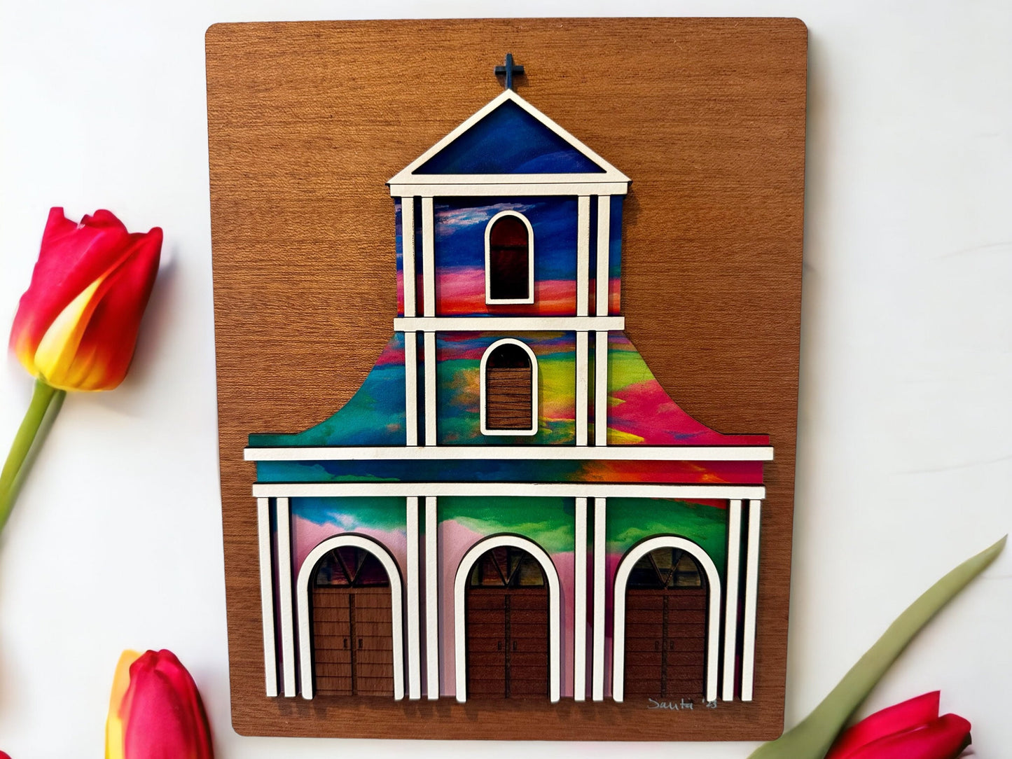 Viejo San Juan Catedral San Juan Bautista wood art, Puerto Rico art, Fathers Day Gift for Dad, Birthday gift for Brother, Puerta de San Juan