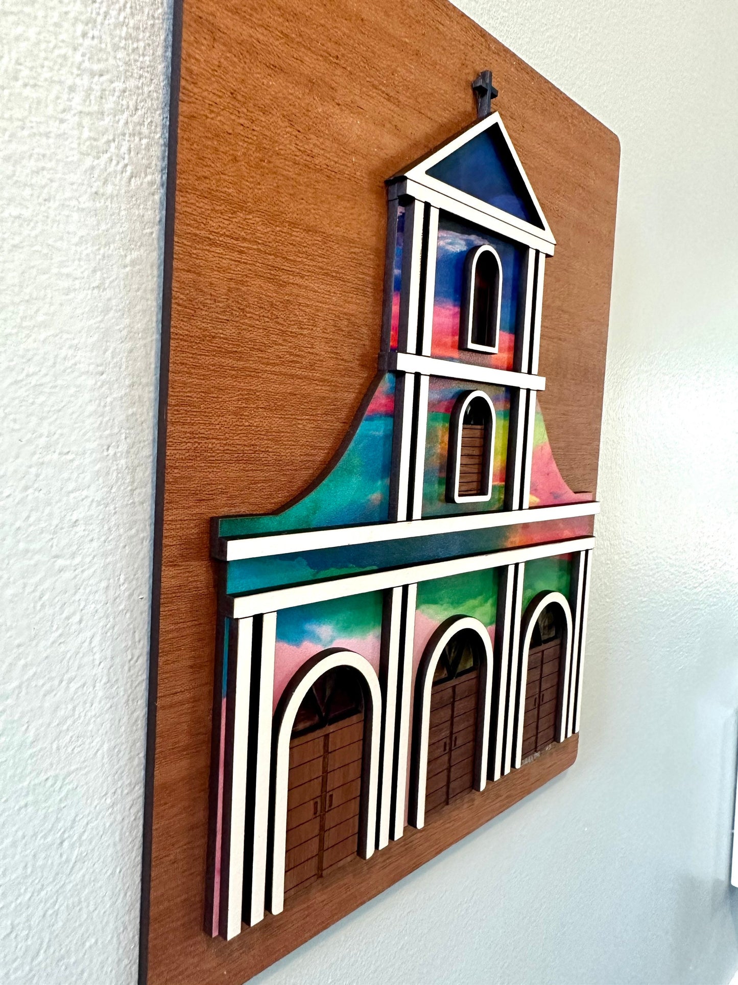 Viejo San Juan Catedral San Juan Bautista wood art, Puerto Rico art, Fathers Day Gift for Dad, Birthday gift for Brother, Puerta de San Juan