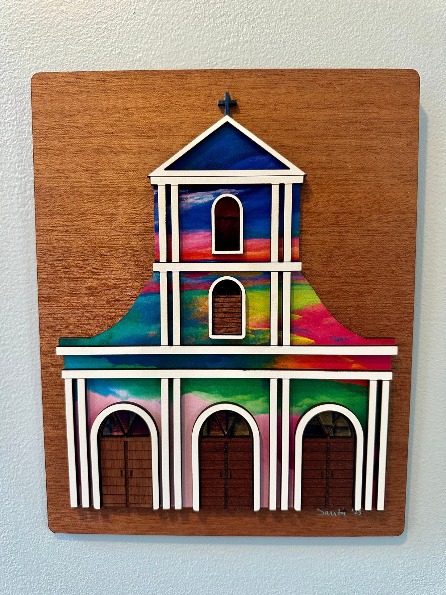Viejo San Juan Catedral San Juan Bautista wood art, Puerto Rico art, Fathers Day Gift for Dad, Birthday gift for Brother, Puerta de San Juan