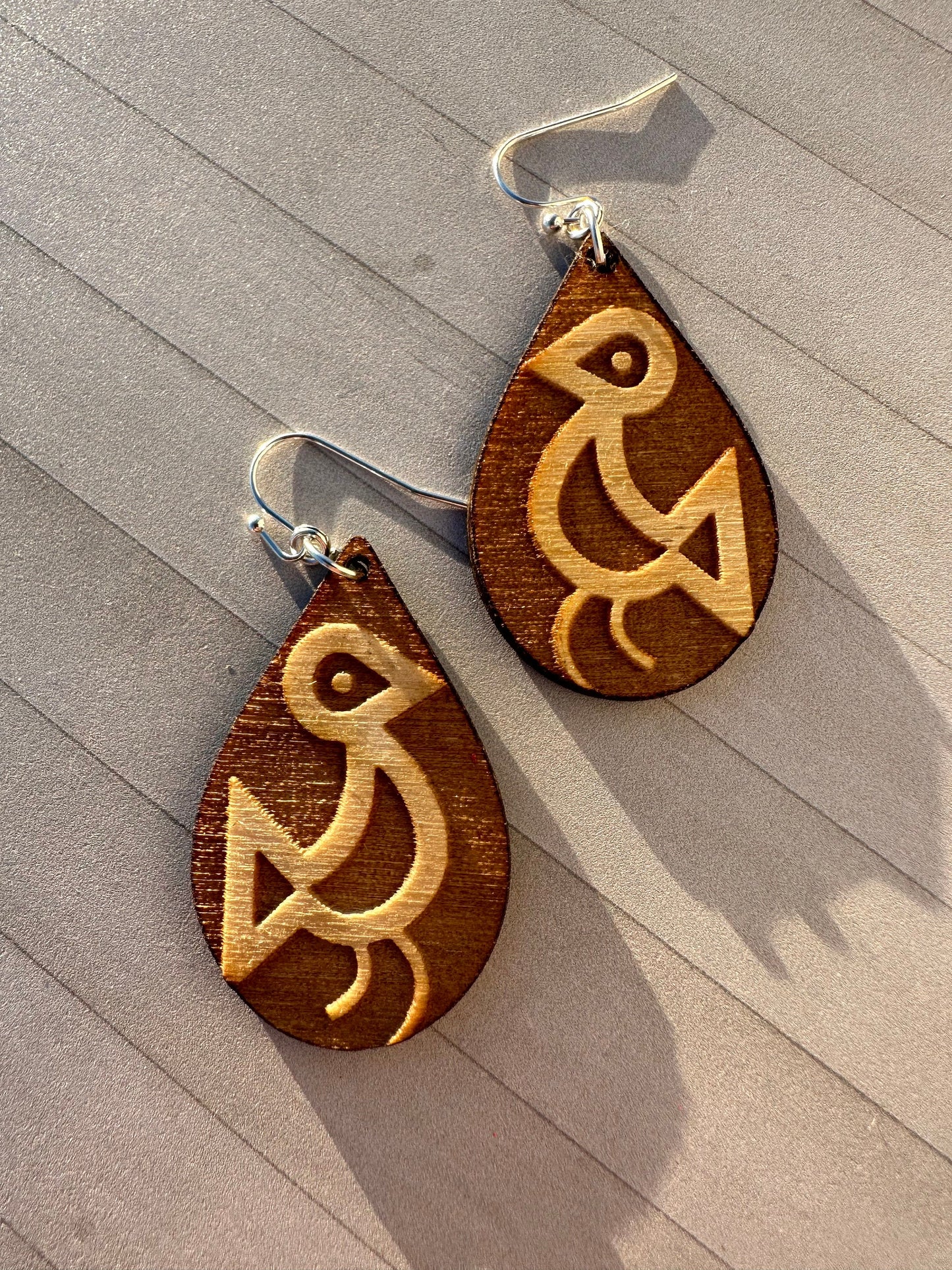 Taino Symbol Wood Earrings: Boriken Eternal Love symbol Jewelry
