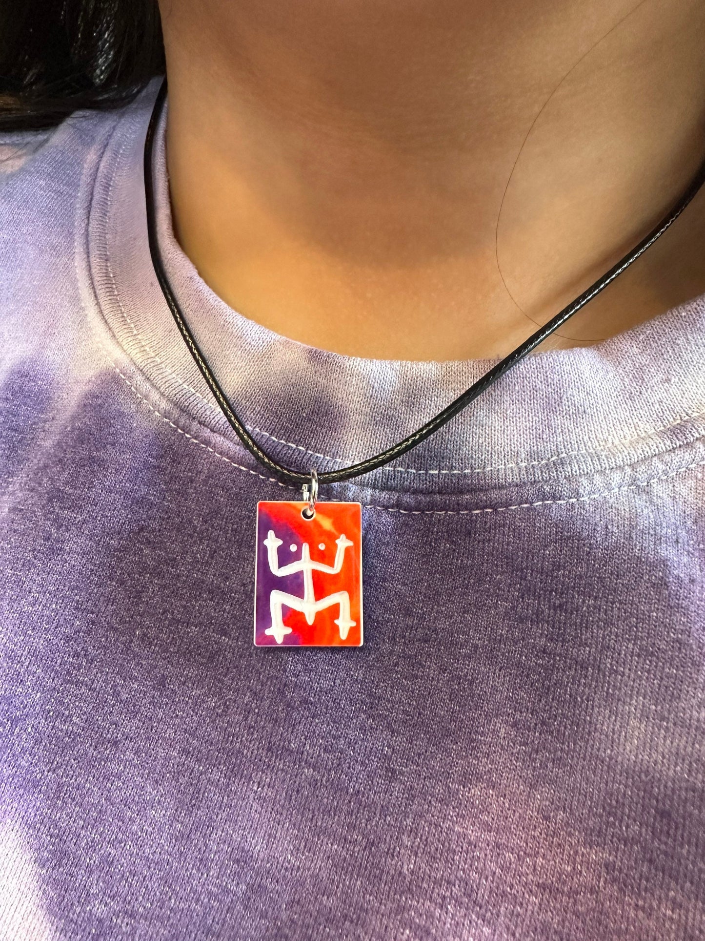 Taino Coqui Acrylic Pendant Necklace: Puerto Rico Art