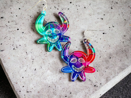 Vejigante earrings, Puerto Rico jewelry.