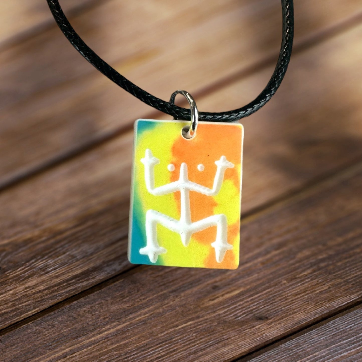 Taino Coqui Acrylic Pendant Necklace: Puerto Rico Art