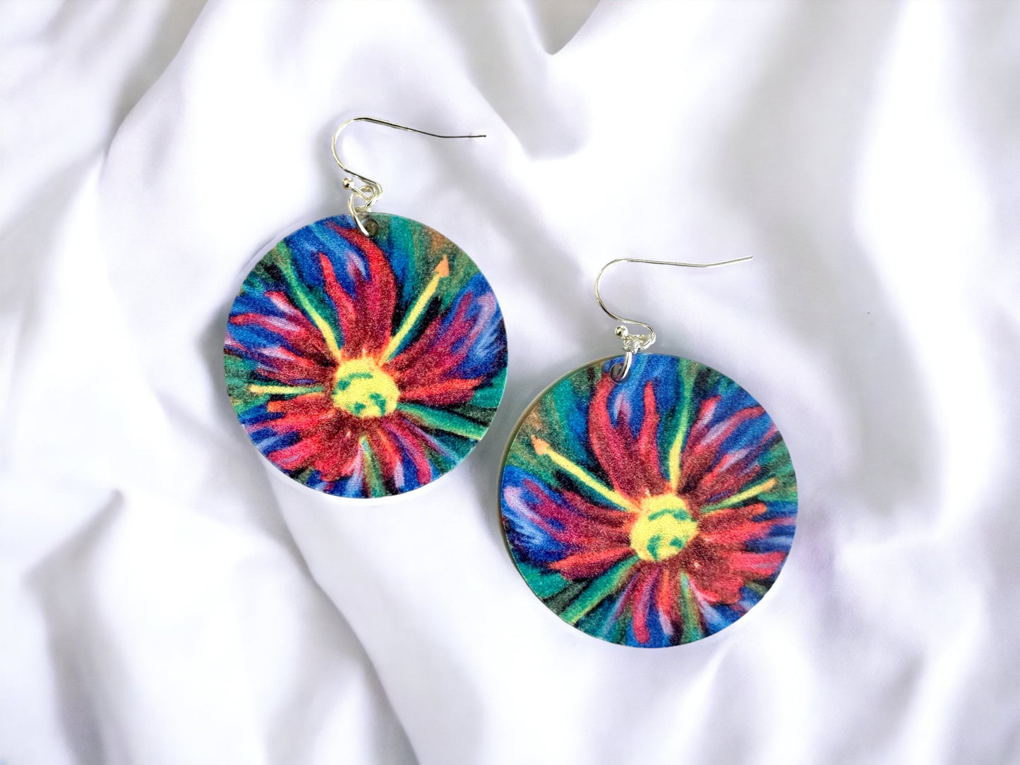 Abstract Floral statement earrings dangle, flower earrings acrylic,Mothers Day gift for gardener mom, unique gift under 25 for friend,