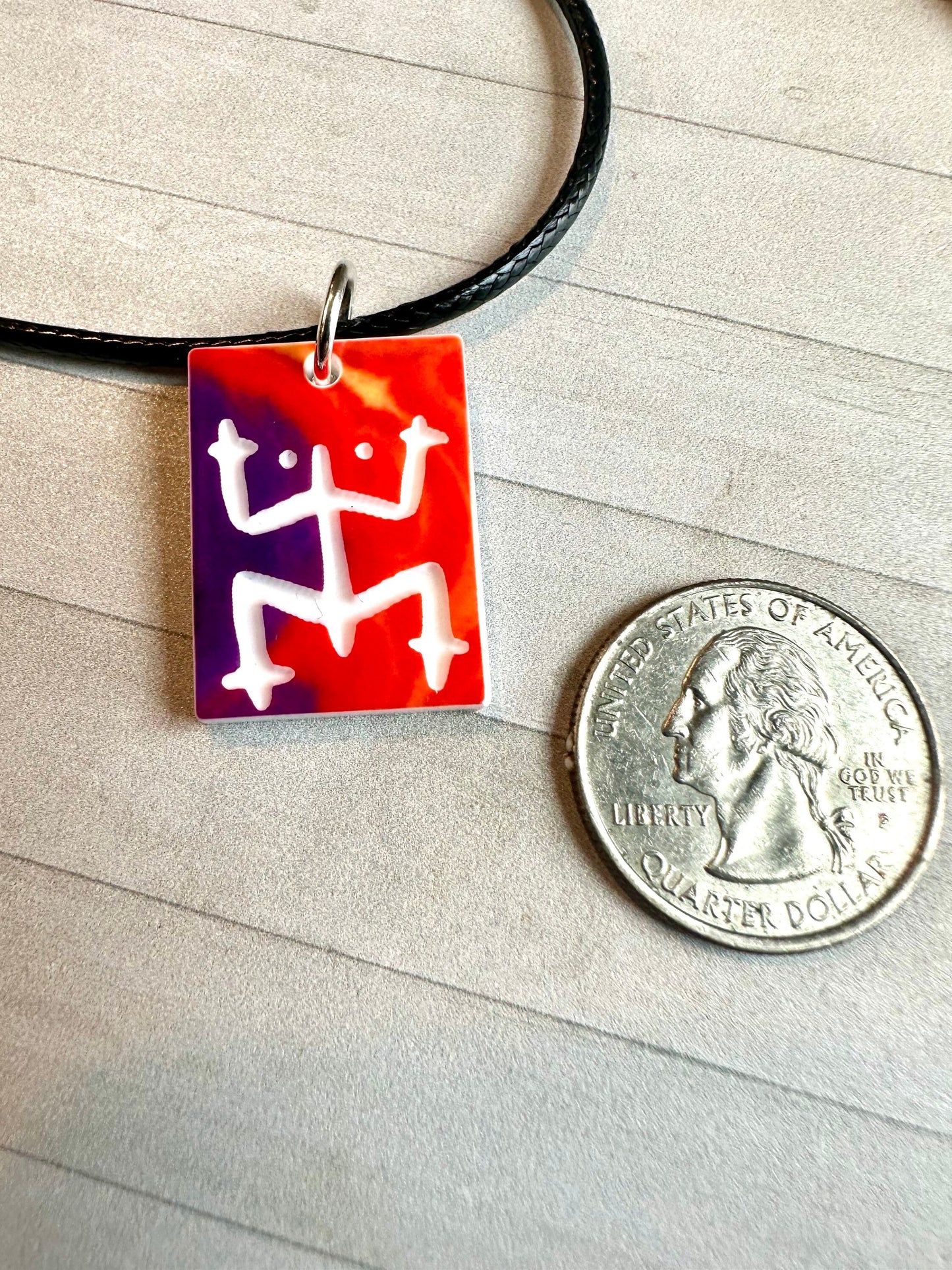 Taino Coqui Acrylic Pendant Necklace: Puerto Rico Art