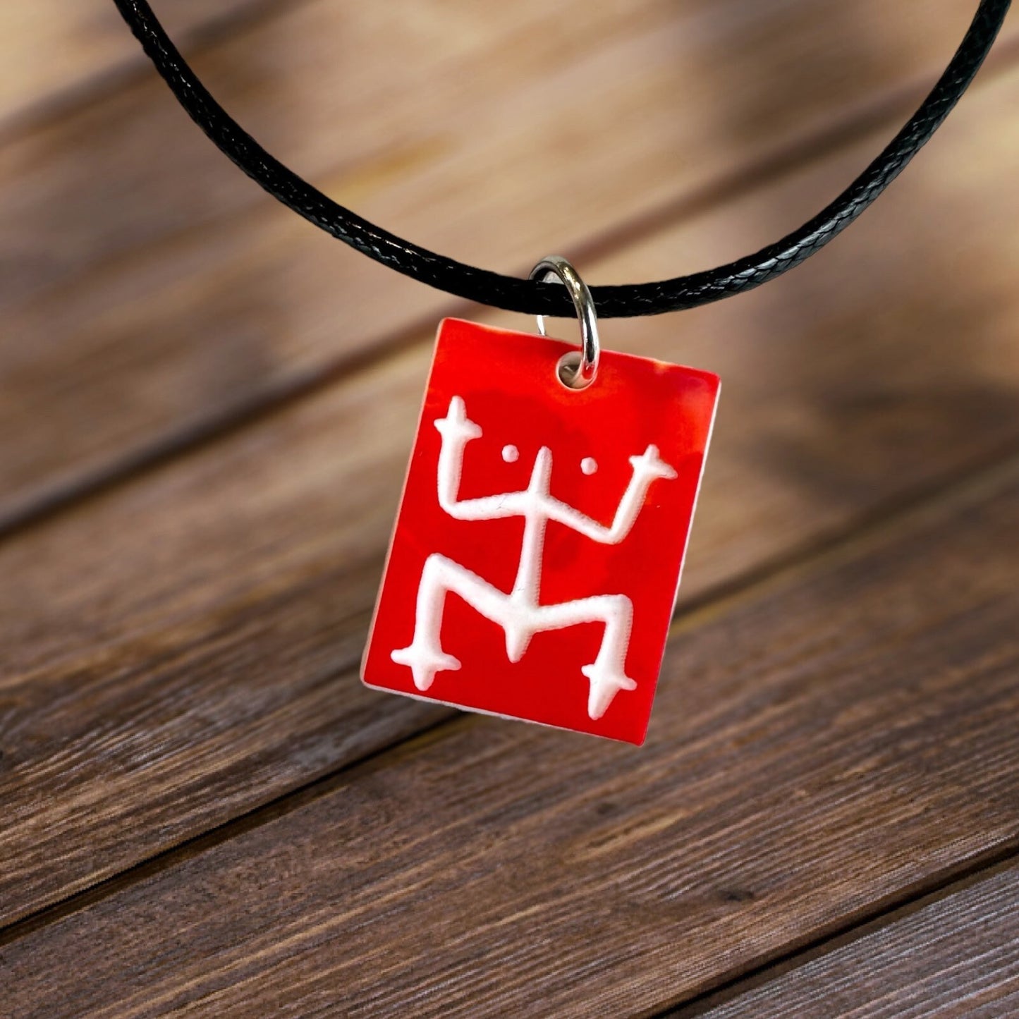 Taino Coqui Acrylic Pendant Necklace: Puerto Rico Art