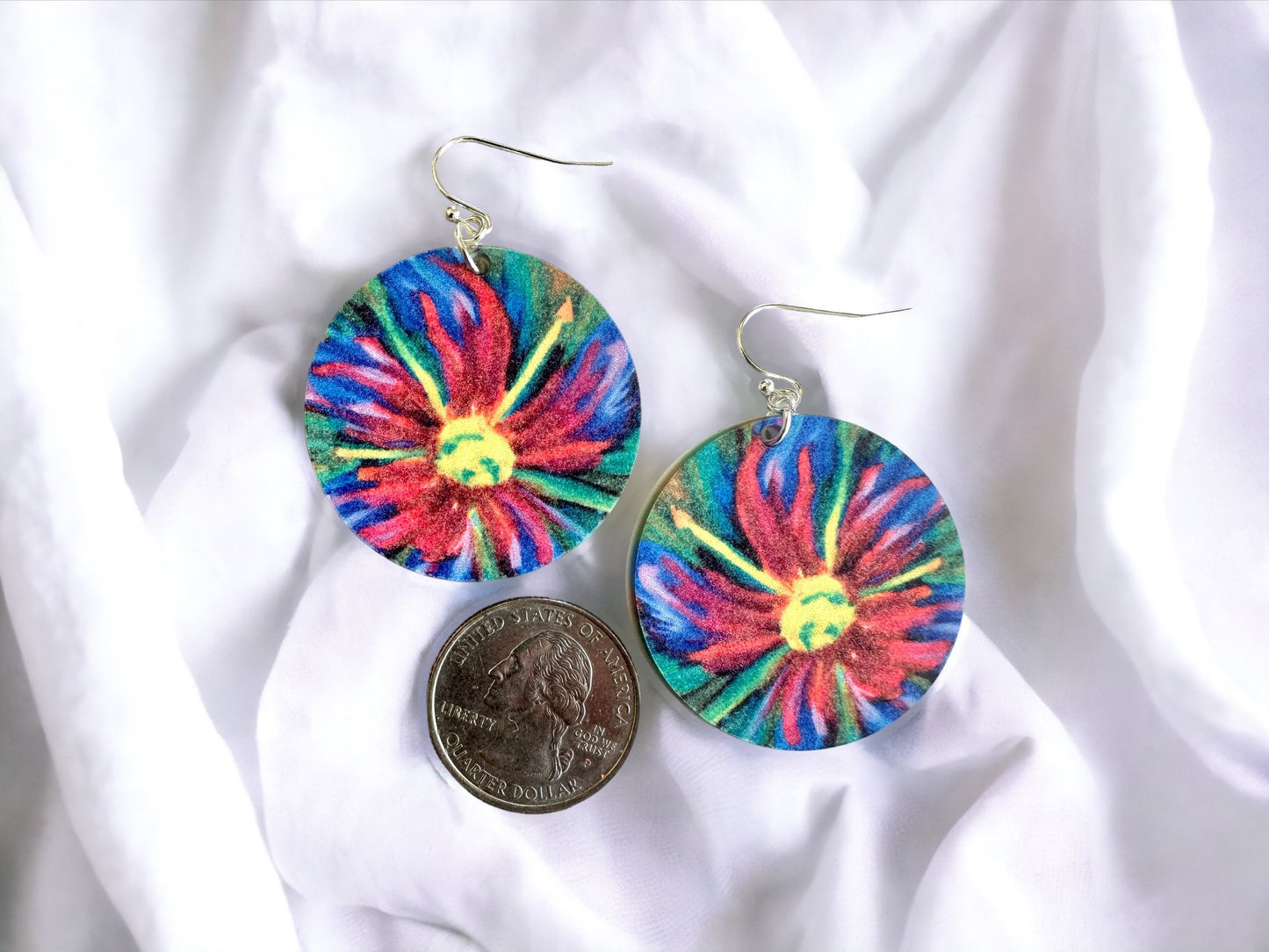 Abstract Floral statement earrings dangle, flower earrings acrylic,Mothers Day gift for gardener mom, unique gift under 25 for friend,