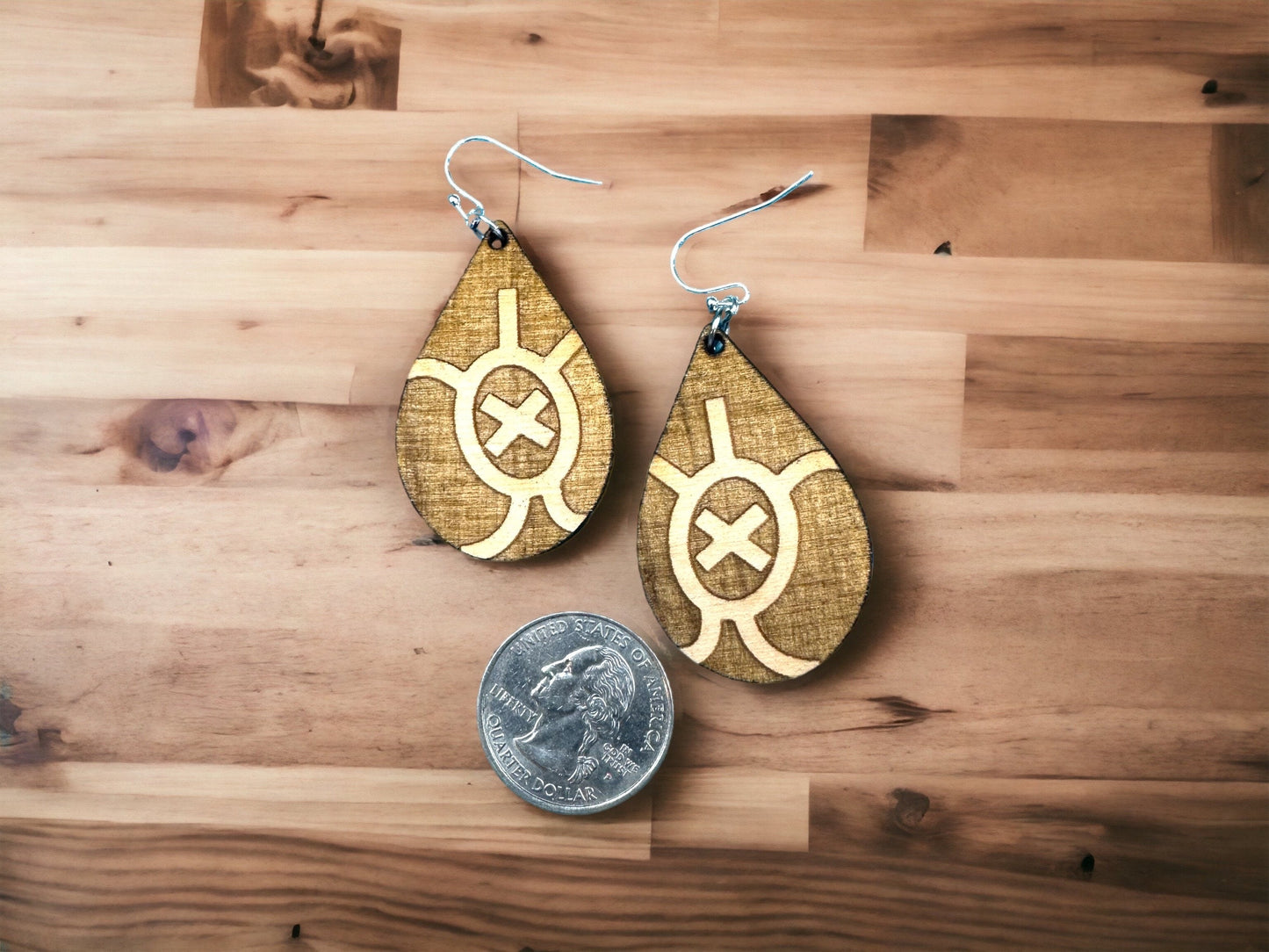 Taino Turtle Wood Earrings: Laser Engraved Puerto Rico Art