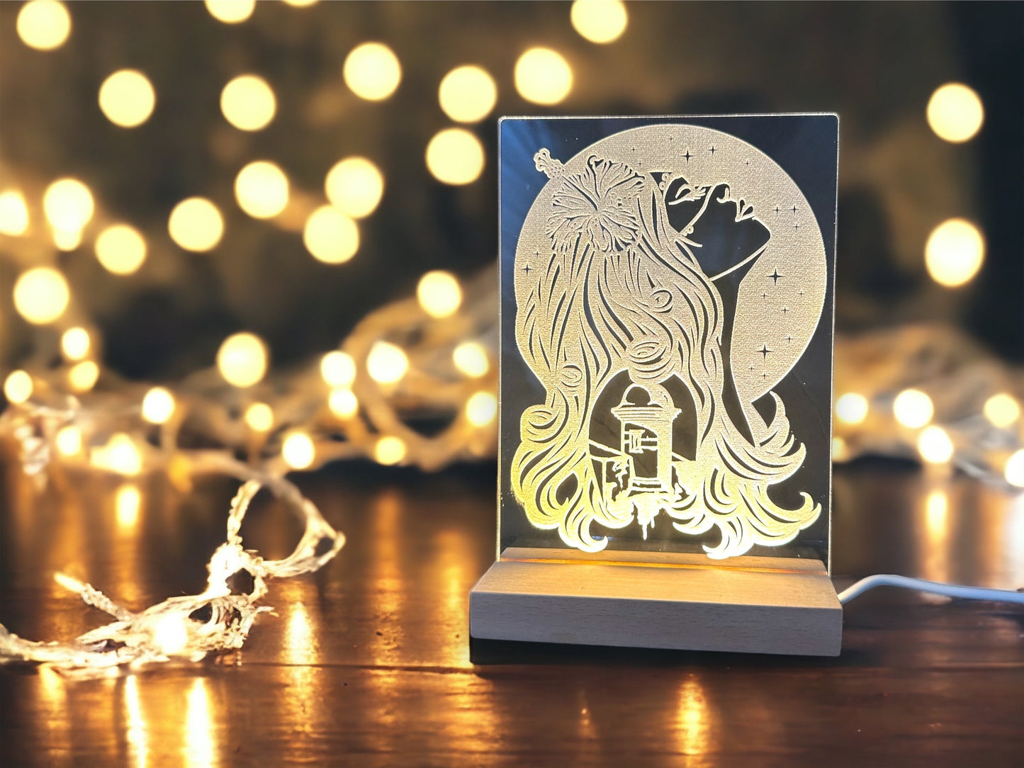 Puerto Rican Woman LED Lamp: El Morro Acrylic Night Light