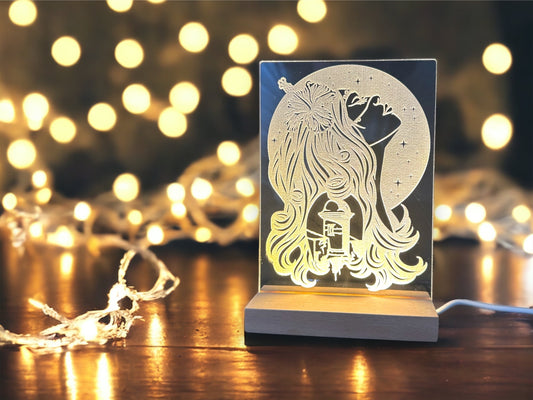 Puerto Rican Woman LED Lamp: El Morro Acrylic Night Light