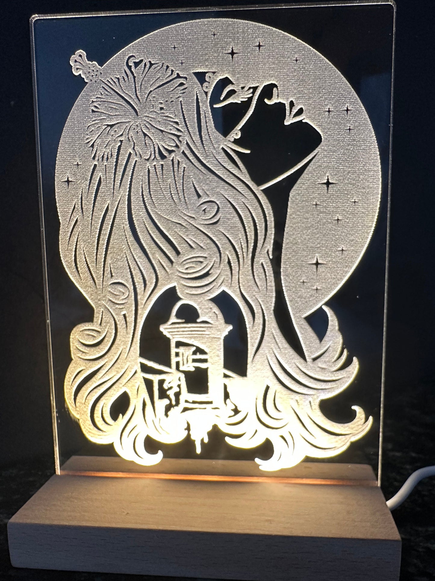 Puerto Rican Woman LED Lamp: El Morro Acrylic Night Light