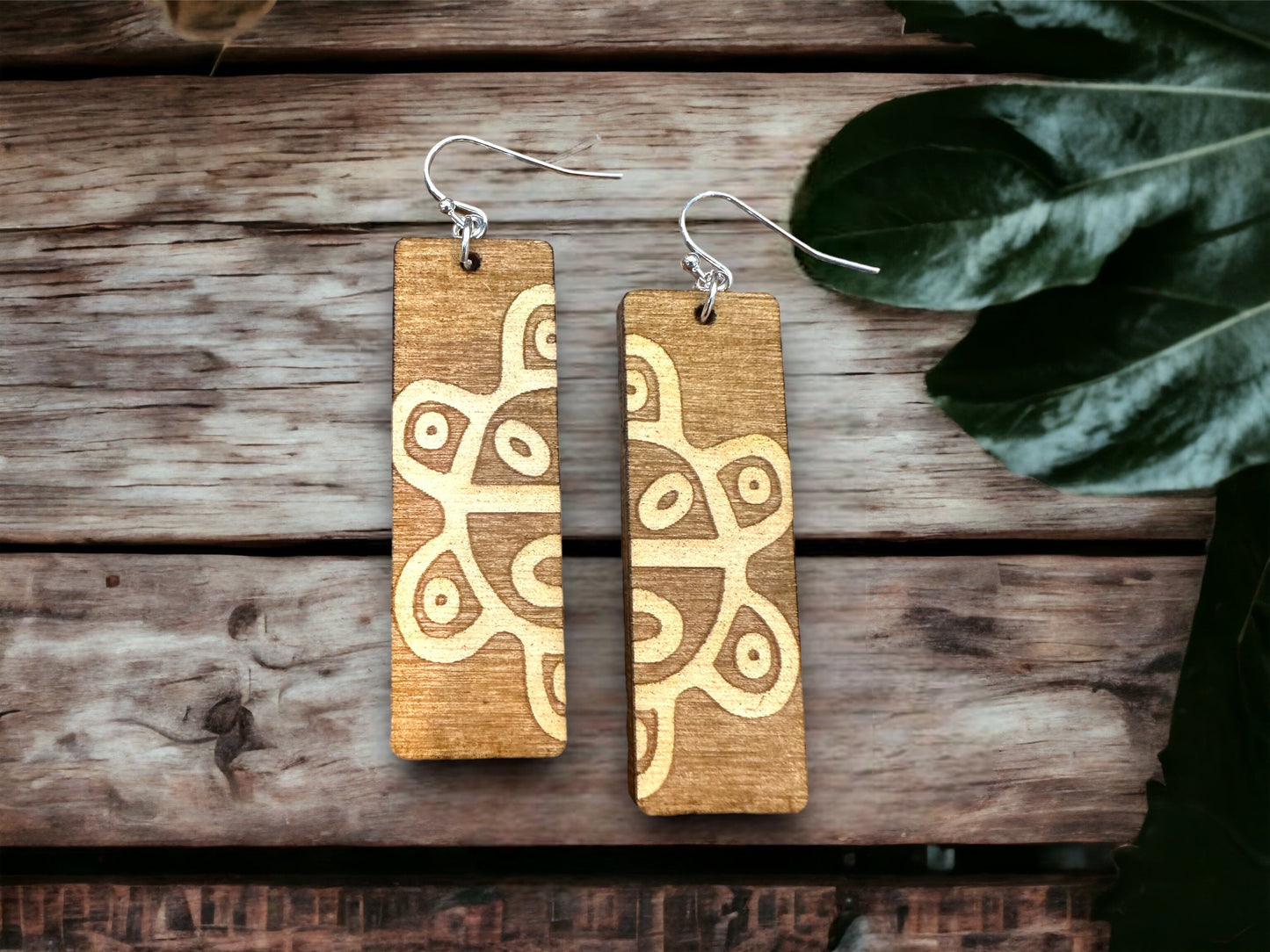 Taino Coqui Sol Wood Earrings: Puerto Rico Tropical Jewelry