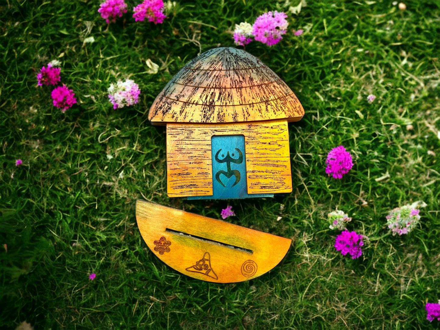 Hand-Painted Taíno Bohío Art: Caribbean Indigenous Home Decor