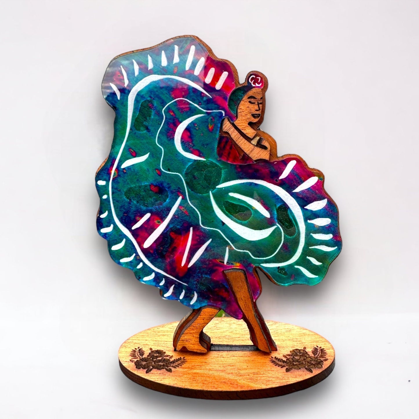 Bomba Dancer Wood Sculpture: Puerto Rican Art Shelf Sitter