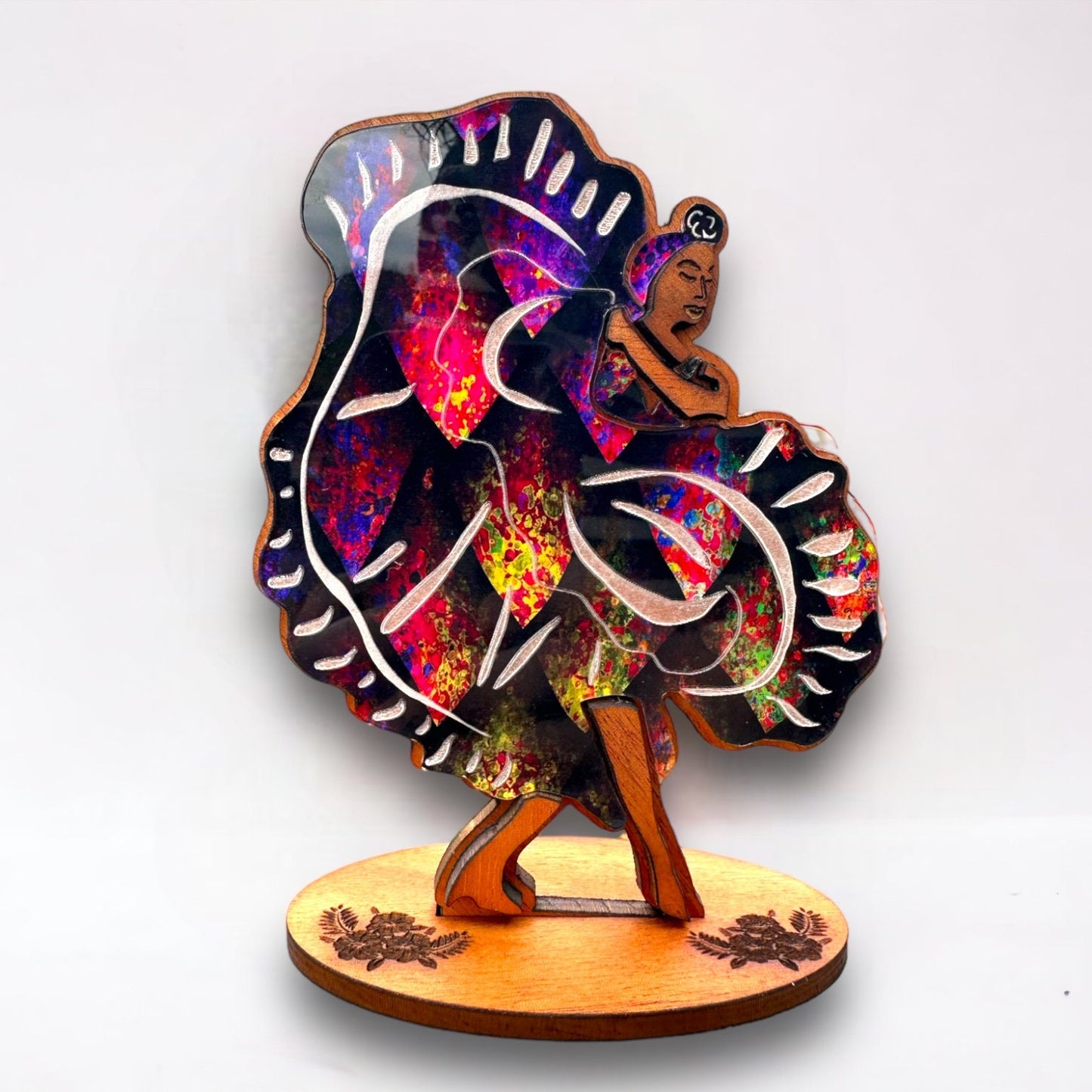 Bomba Dancer Wood Sculpture: Puerto Rican Art Shelf Sitter