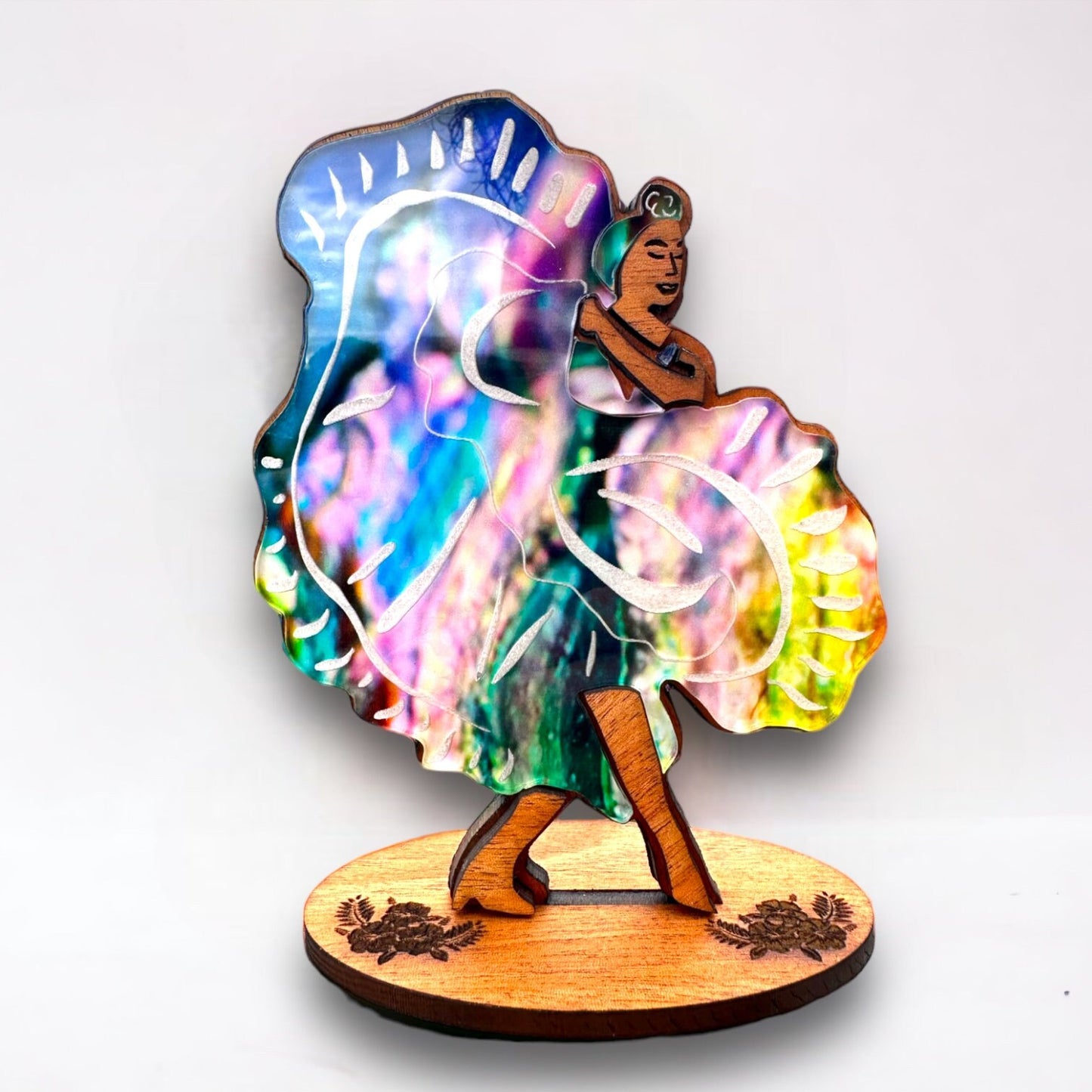 Bomba Dancer Wood Sculpture: Puerto Rican Art Shelf Sitter