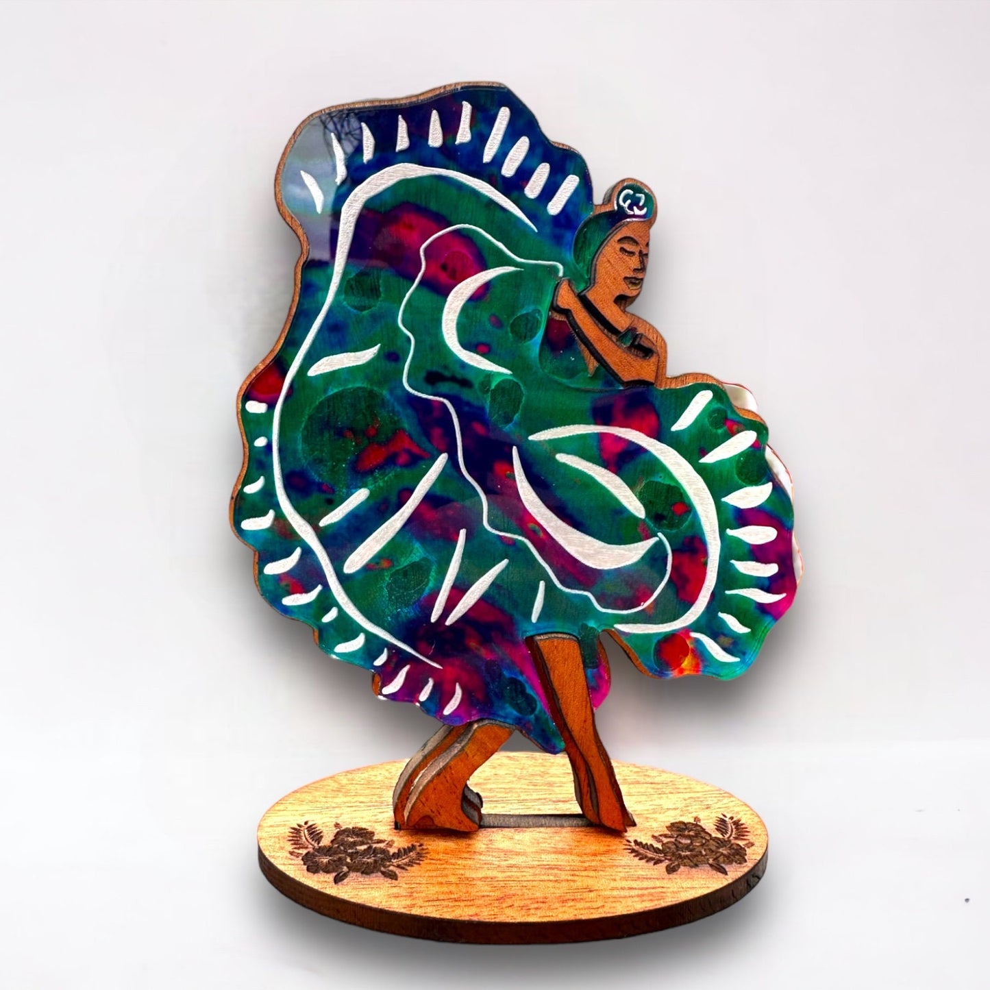 Bomba Dancer Wood Sculpture: Puerto Rican Art Shelf Sitter