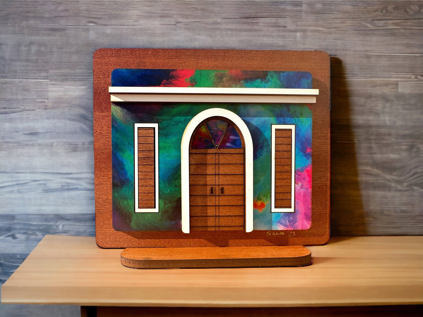 Viejo San Juan colorful Wooden House Art: Boricua Shelf Sitter, Puerto Rican desk art