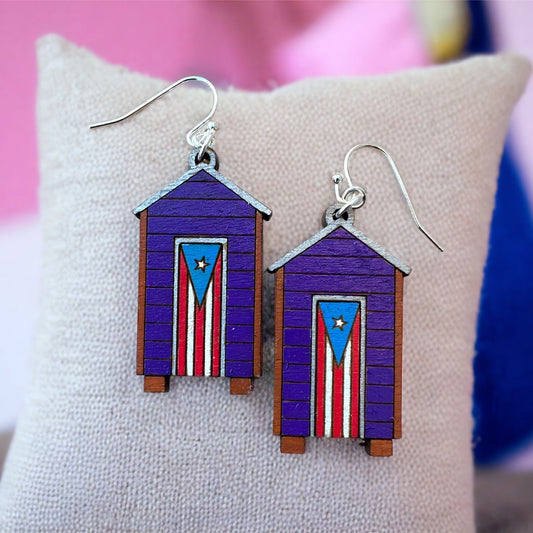 Puerto Rico Flag Wooden casa del campo earrings