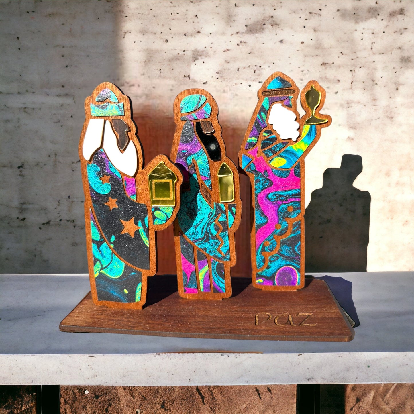 Handmade Tres Reyes Magos: Puerto Rican Three Kings Wood statue