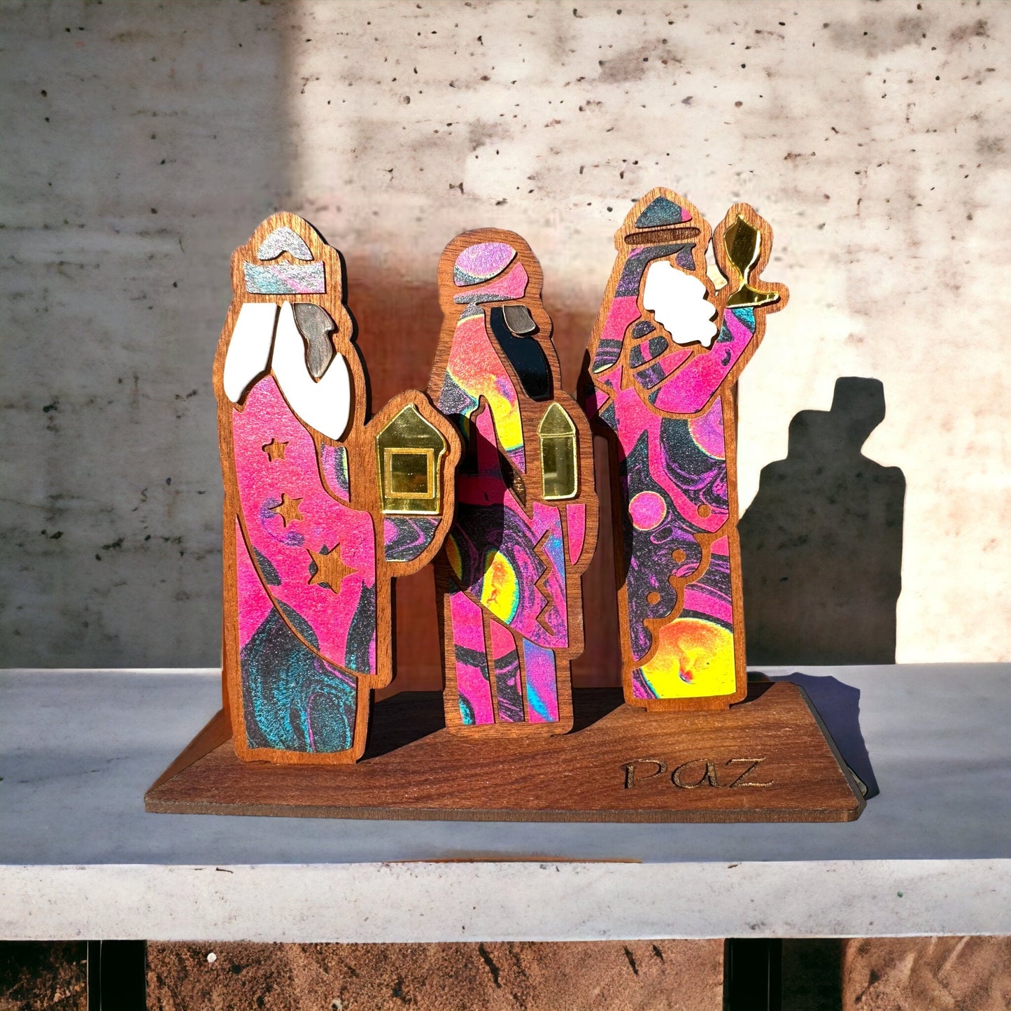 Handmade Tres Reyes Magos: Puerto Rican Three Kings Wood statue