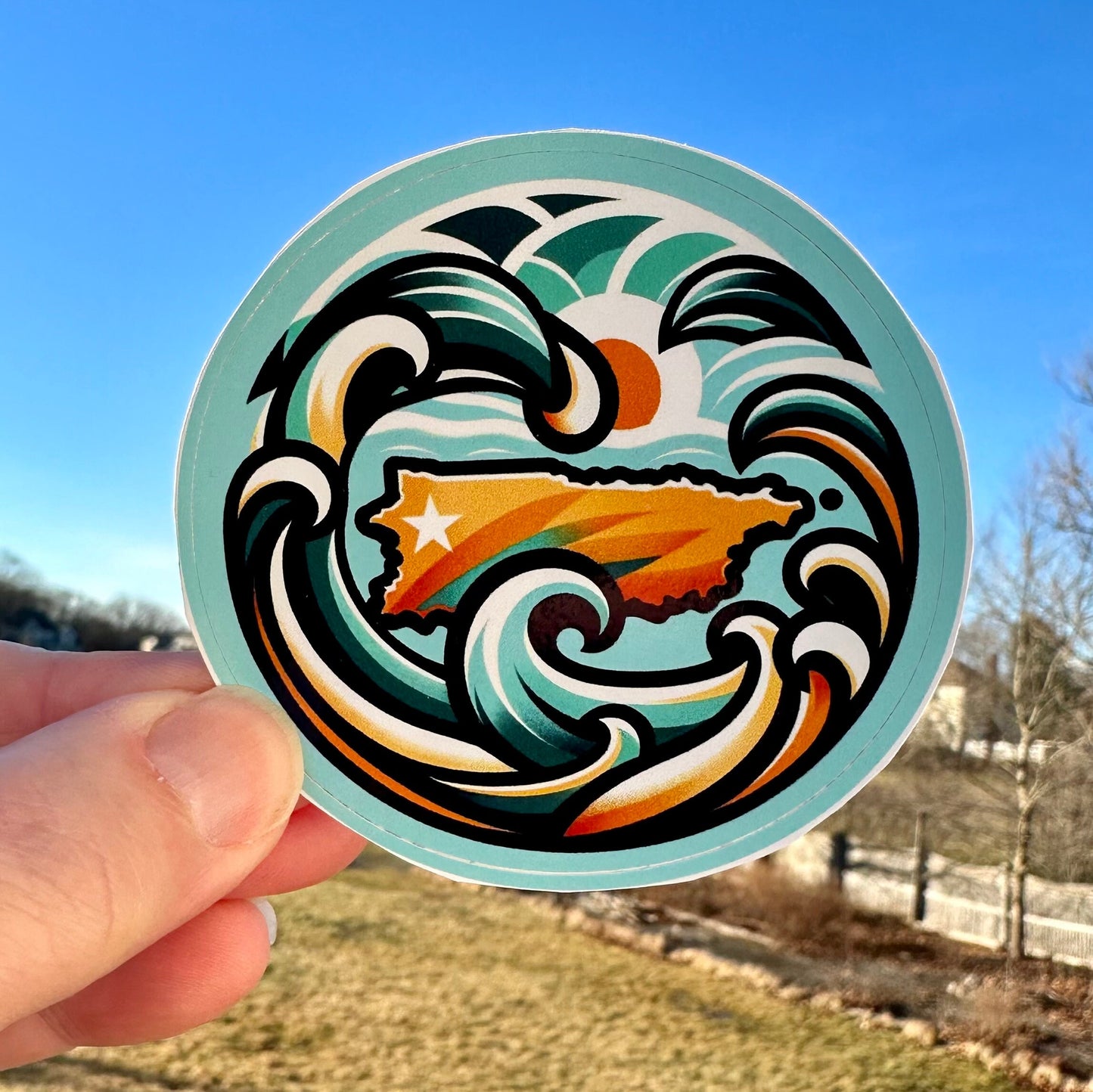 Puerto Rico Art Sticker: Tropical Beach Vinyl Decal