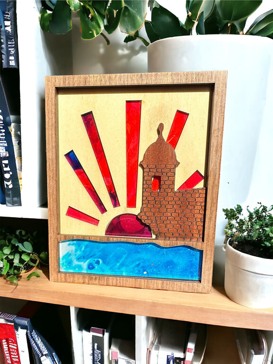 El Morro Puerto Rico Art: Handmade Wood & Acrylic Shelf Sitter