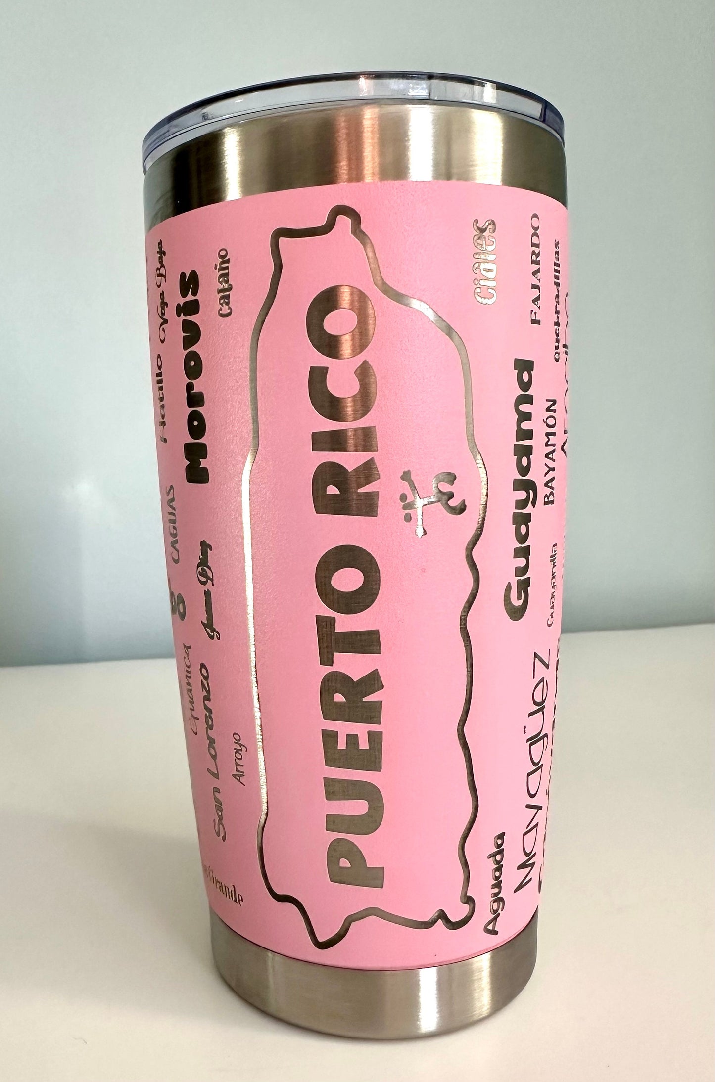 Puerto Rico Coqui Tumbler: 78 Municipalities, Stainless Steel 20 oz