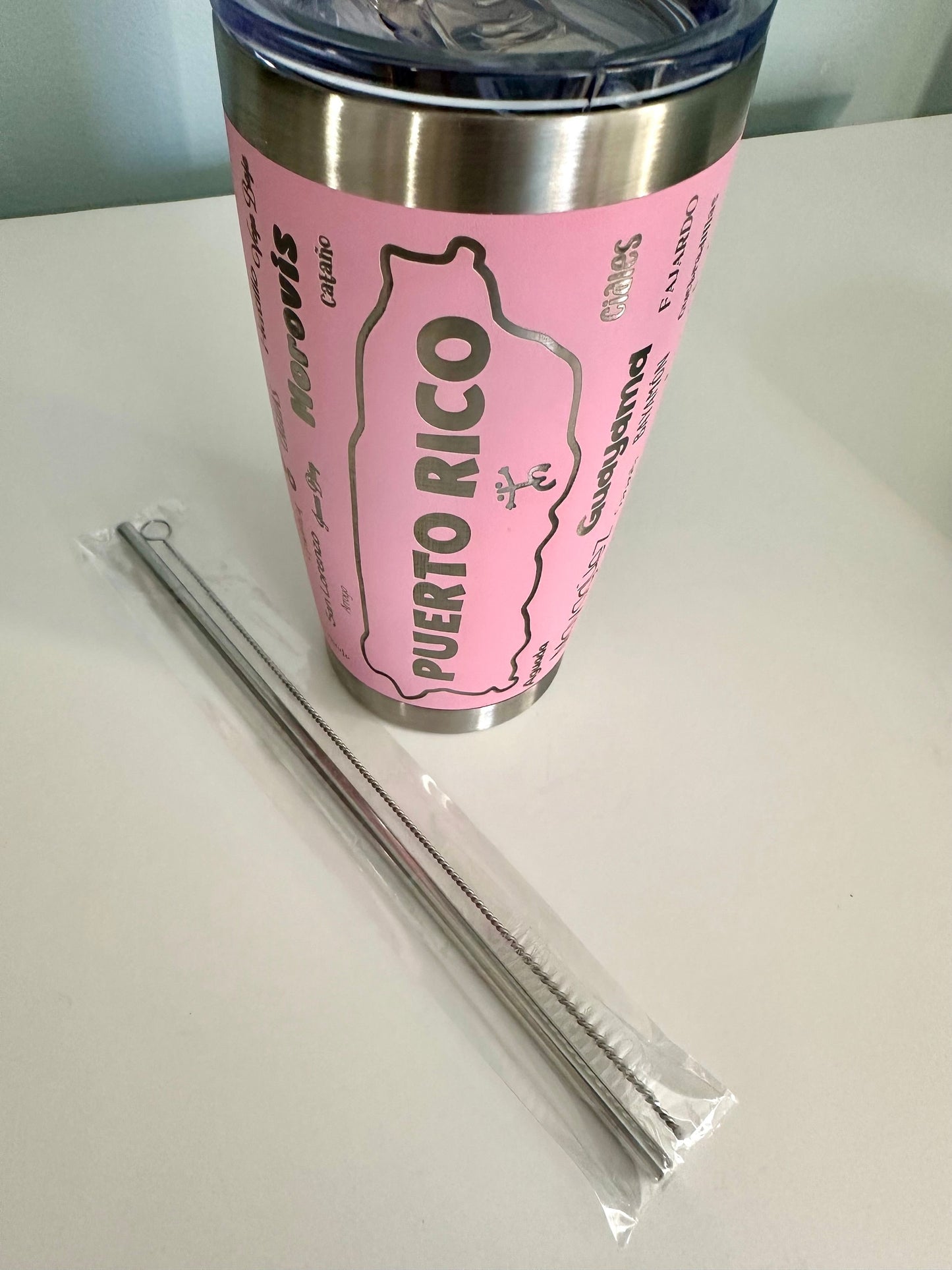 Puerto Rico Coqui Tumbler: 78 Municipalities, Stainless Steel 20 oz