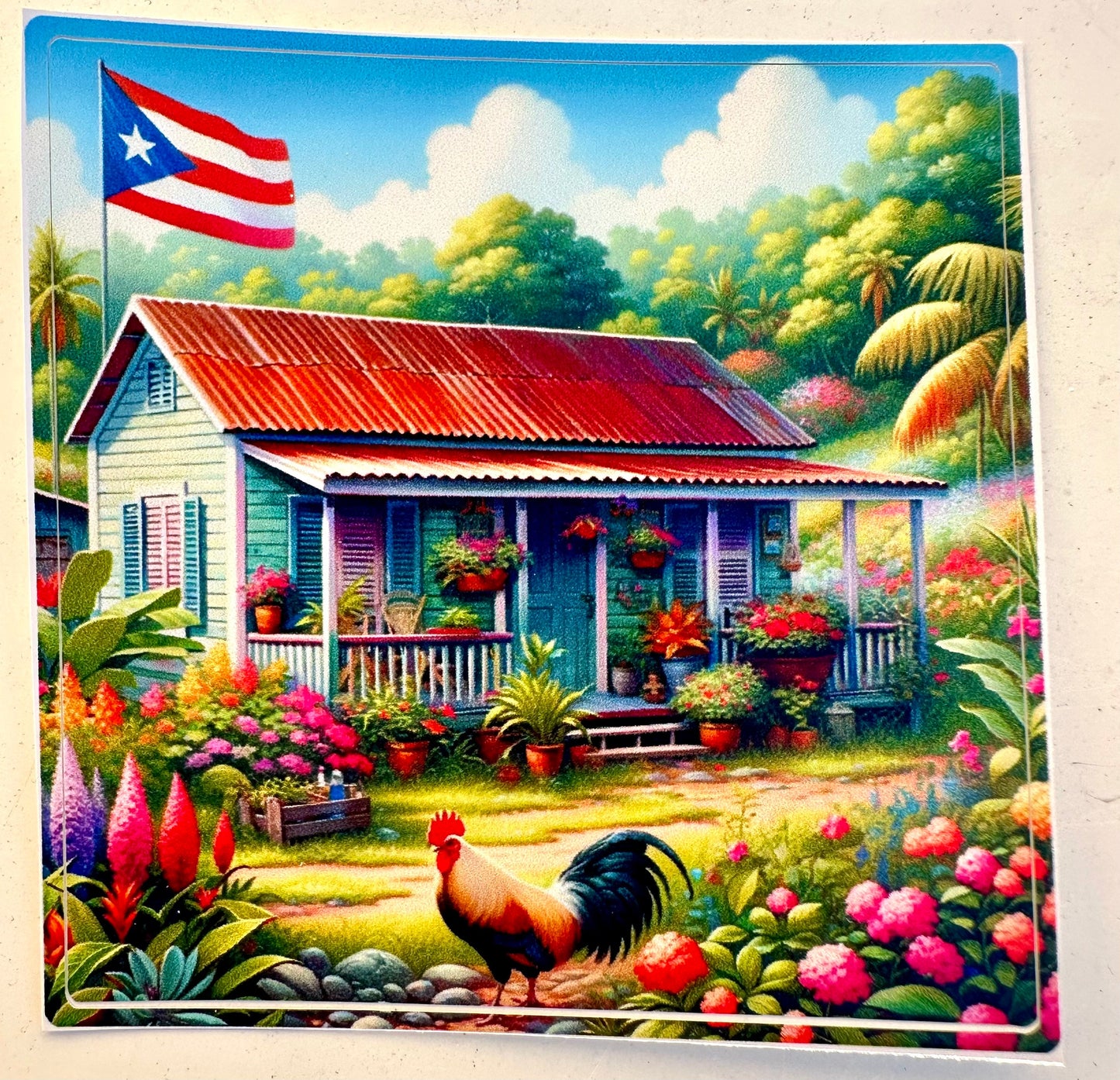 Puerto Rico House Vinyl Sticker: Tropical Art, UV Resistant
