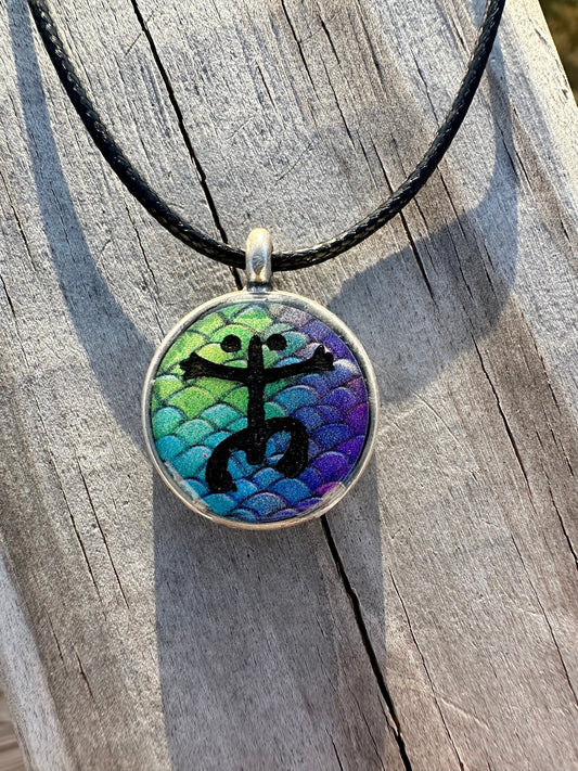 Colorful Taino Symbol Necklace: Coqui, Hibiscus, Sol de Utuado